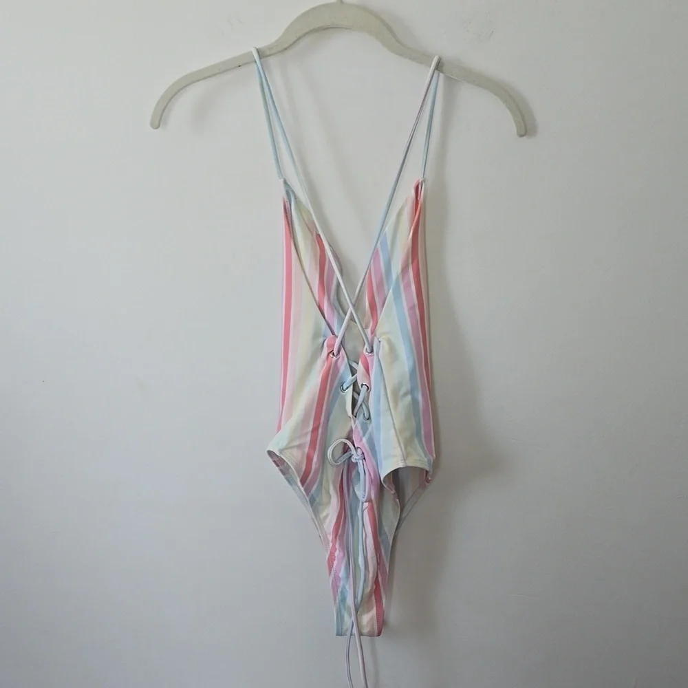 Better Off Lace Up Monokini- Multi Color XS